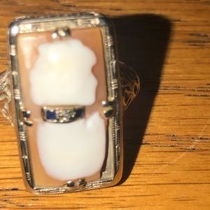 Sterling silver antique cameo ring